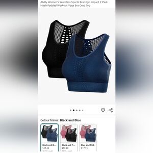 Stylish Black and Blue Women's Sports Bras (No Padding)